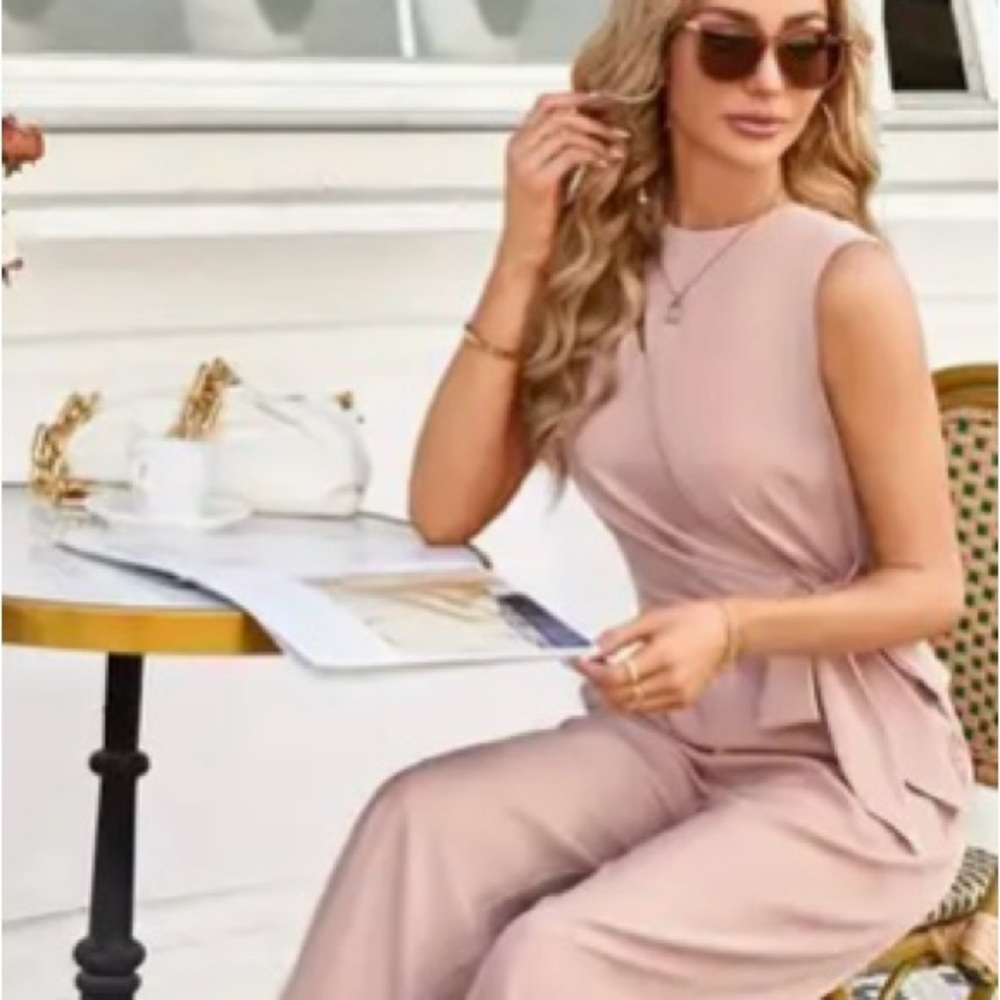 Elegant Pink Sleeveless Jumpsuit